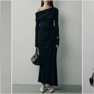 Commense Black Off-Shoulder top and skirt set size M STRETCHY